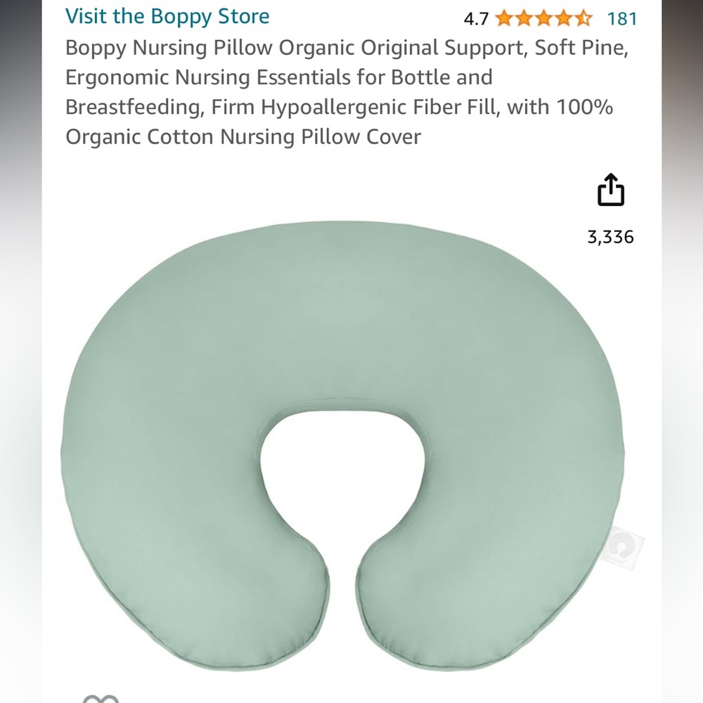 Boppy pillow in pine green